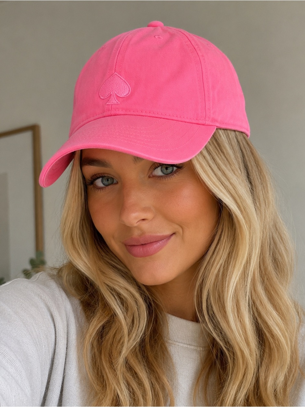 Kate Spade New York Embroidered Baseball Cap/Hat, Butterfly Pink